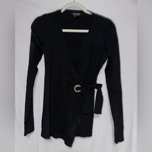 Elegant Black Wrap Sweater